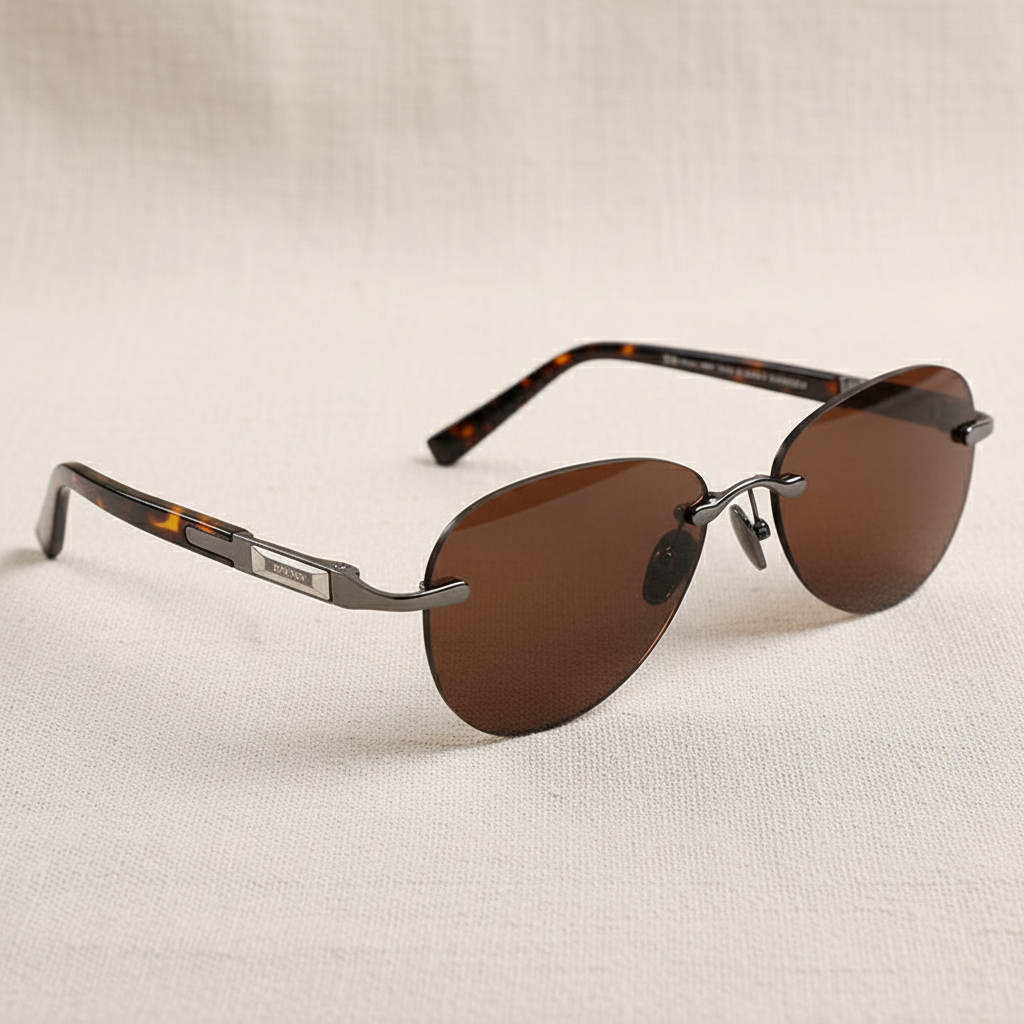 Rimless Aviator-Style Sunglasses with Tortoise Arms