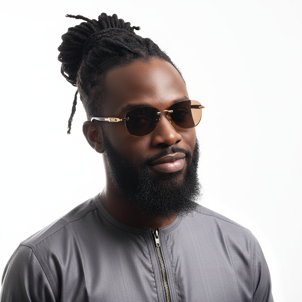 Rimless Aviator-Style Sunglasses with Tortoise Arms