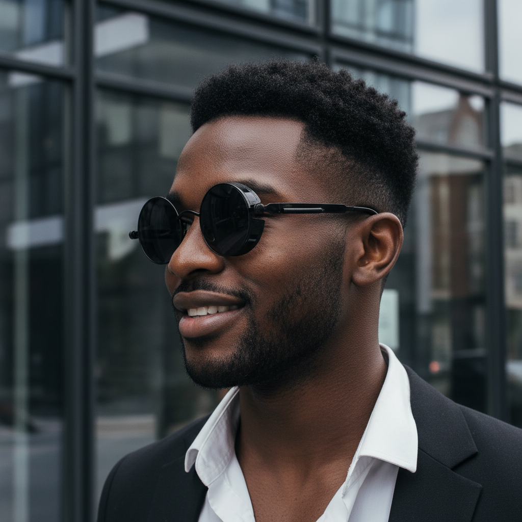 ROUND STEAMPUNK SIDE SHIELD SUNGLASSES